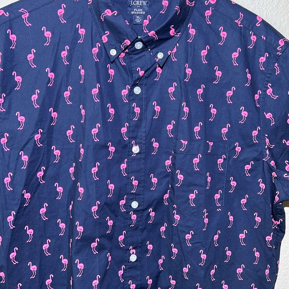 J Crew Short-sleeve flamingo-print slim Shirt